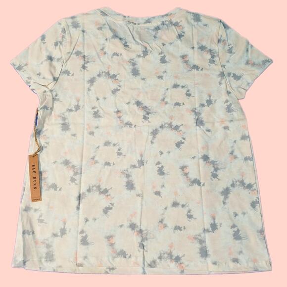 Rae Dunn Tie-dye T-Shirt GRATEFUL Sz Medium Short Sleeve Peach Gray Graphic - Picture 4 of 7